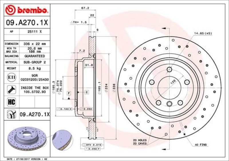 2x BREMBO Brake Disc XTRA LINE - Xtra