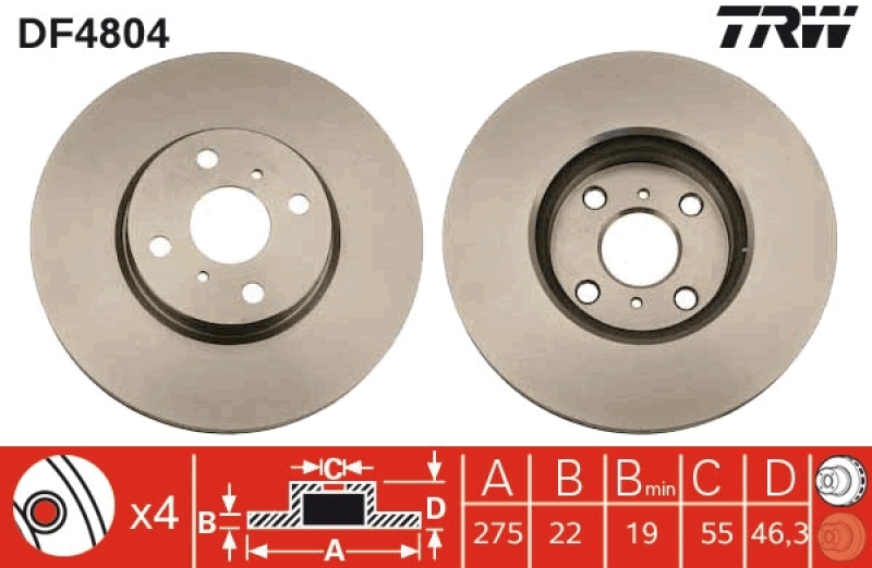 2x TRW Bremsscheibe