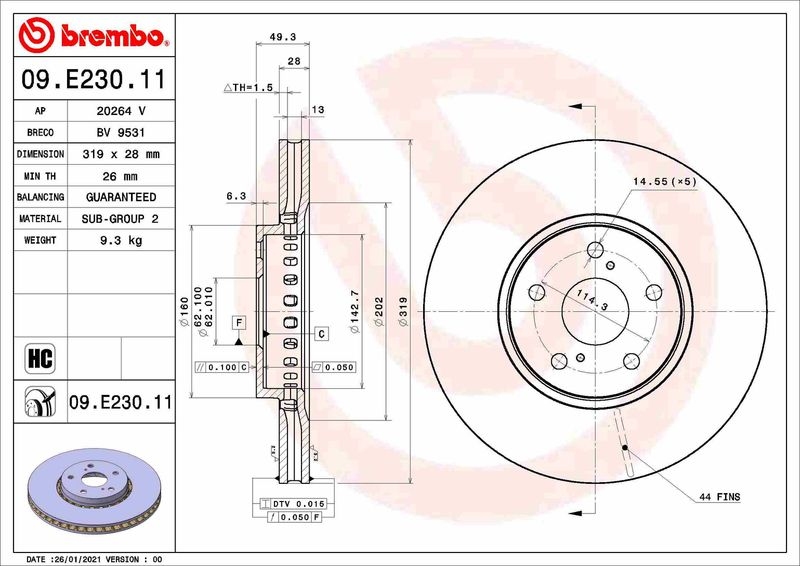 2x BREMBO Bremsscheibe PRIME LINE - UV Coated