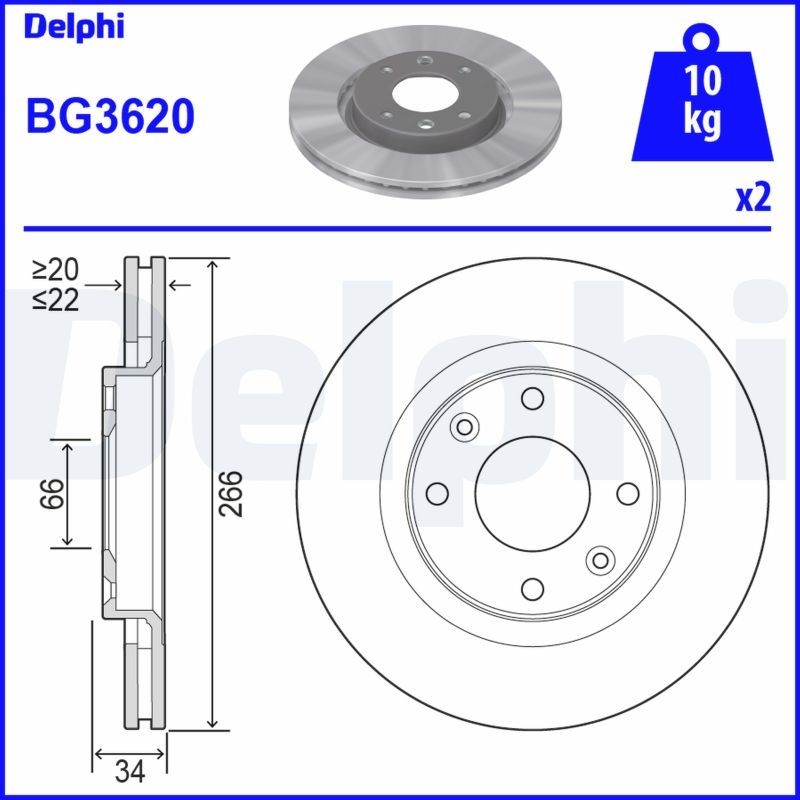 2x DELPHI Bremsscheibe