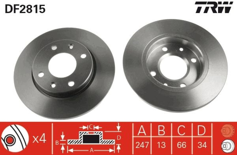 2x TRW Bremsscheibe