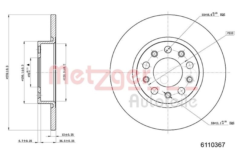 2x METZGER Bremsscheibe