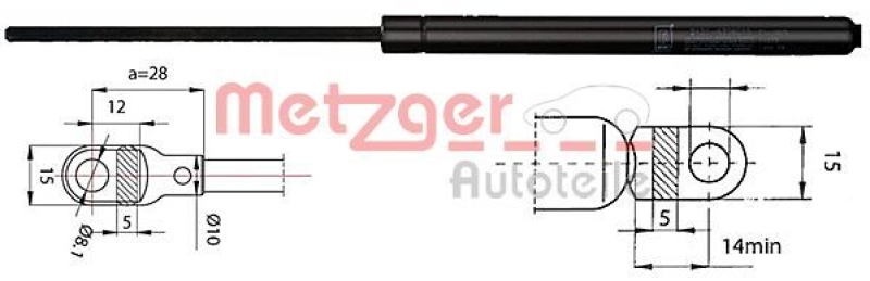 METZGER Gas Spring, boot-/cargo area