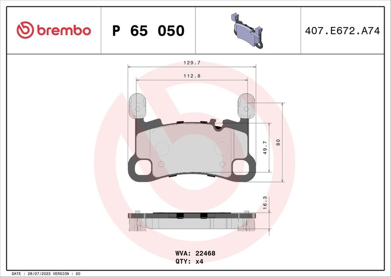 BREMBO Bremsbelagsatz, Scheibenbremse PRIME LINE