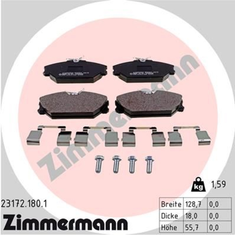 ZIMMERMANN Bremsbelagsatz, Scheibenbremse