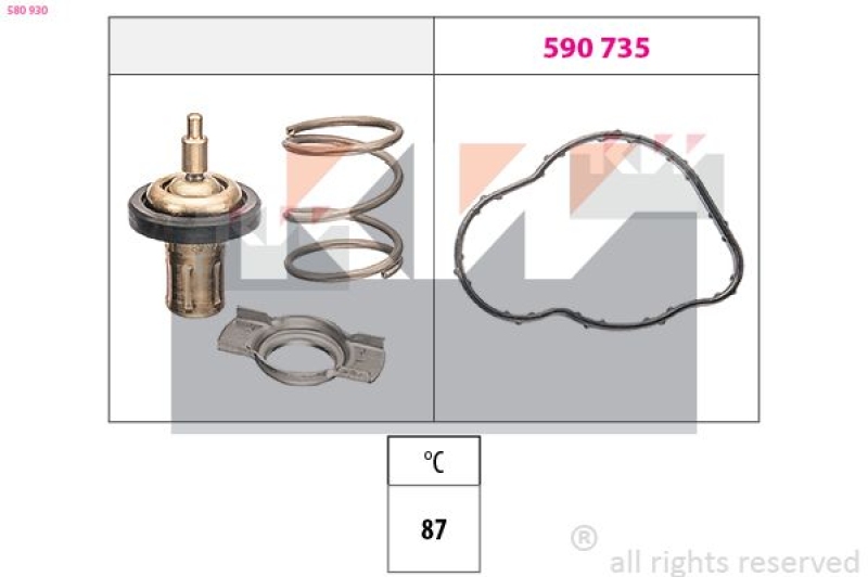 KW Thermostat für Kühlmittel / Kühlerthermostat Made in Italy - OE Equivalent