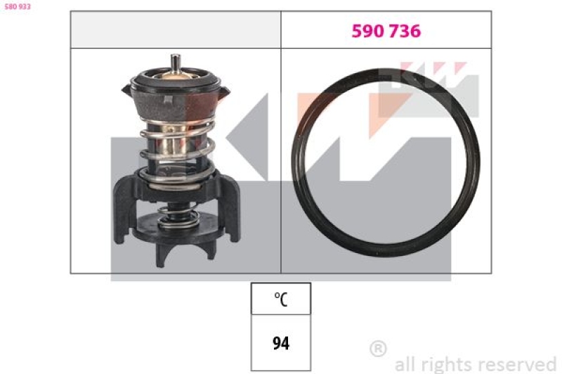 KW Thermostat für Kühlmittel / Kühlerthermostat Made in Italy - OE Equivalent