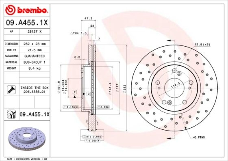 Brembo XTRA LINE Bremsscheiben gelocht + Brembo Bremsbeläge