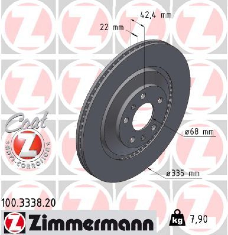 2x ZIMMERMANN Bremsscheiben Ø335mm + Beläge Hinten passend für VW Phaeton 3.0 V6