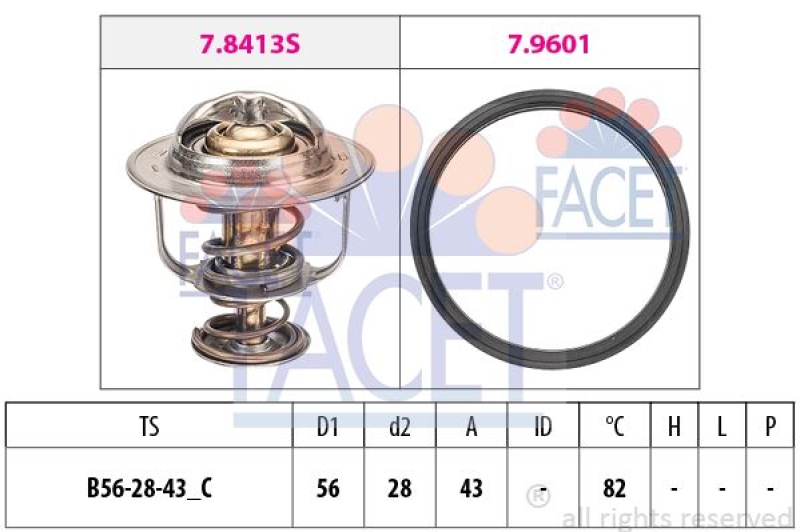 FACET Thermostat, coolant Made in Italy - OE Equivalent