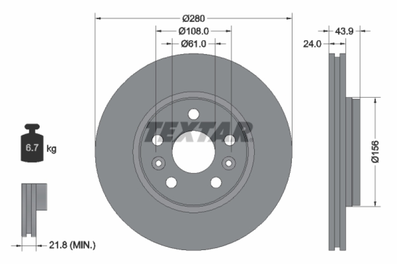 2x TEXTAR Bremsscheibe PRO