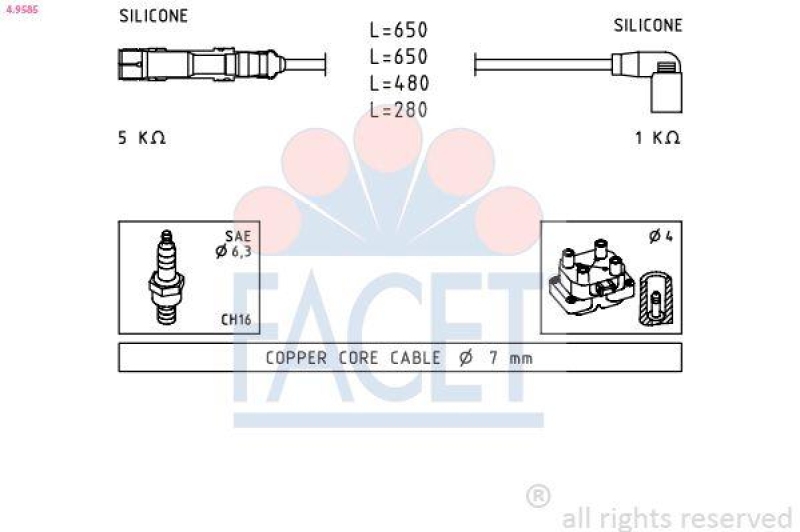 FACET Ignition Cable Kit Made in Italy - OE Equivalent