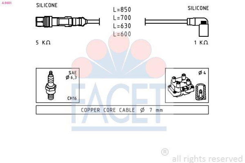 FACET Ignition Cable Kit Made in Italy - OE Equivalent