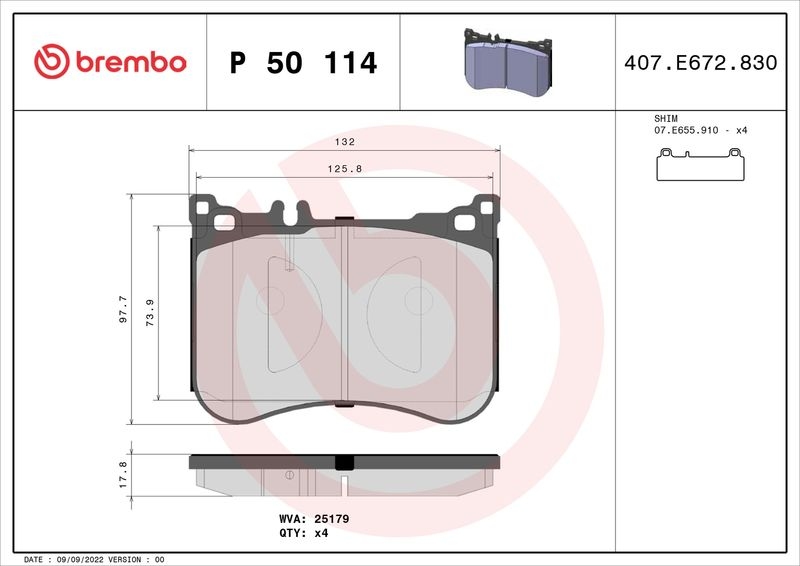 BREMBO Bremsbelagsatz, Scheibenbremse PRIME LINE