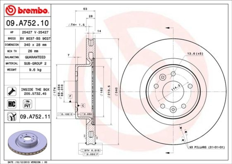 2x BREMBO Bremsscheibe PRIME LINE - UV Coated