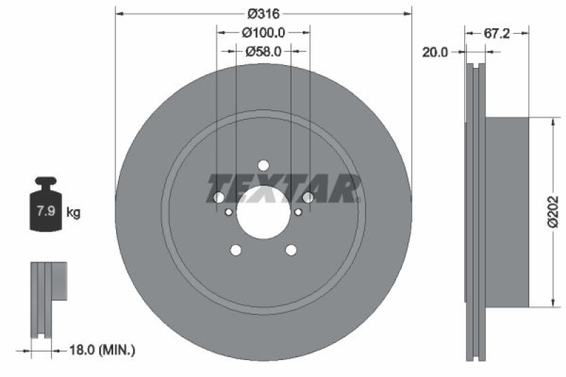 2x TEXTAR Bremsscheibe PRO