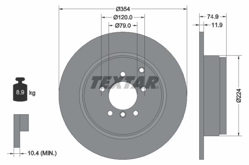 2x TEXTAR Brake Disc