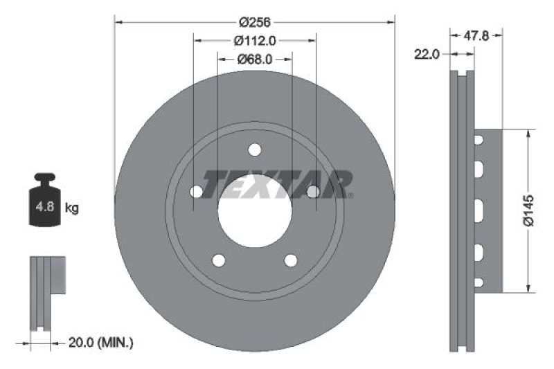 2x TEXTAR Brake Disc PRO