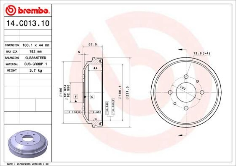 2x BREMBO Brake Drum ESSENTIAL LINE