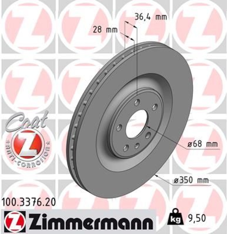 2x ZIMMERMANN Bremsscheiben Ø350mm + Beläge Hinten passend für Audi Q7 (4MB 4MG)