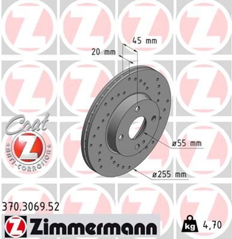 2x ZIMMERMANN Brake Disc SPORT BRAKE DISC COAT Z