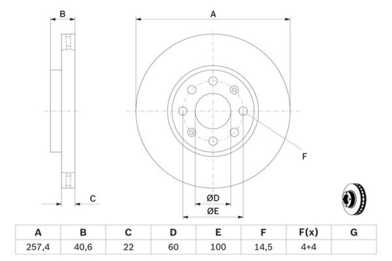 2x BOSCH Brake Disc