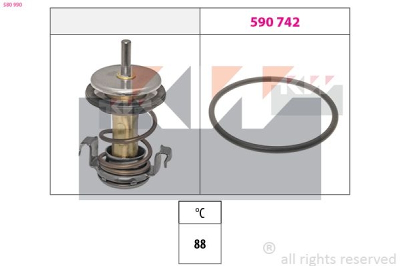 KW Thermostat für Kühlmittel / Kühlerthermostat Made in Italy - OE Equivalent