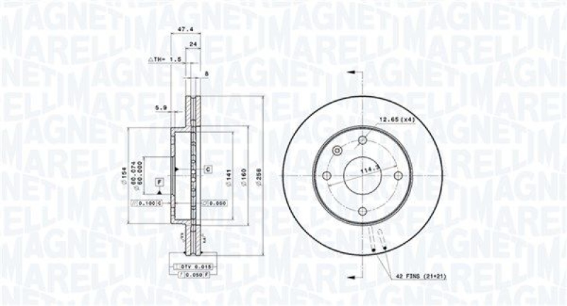 2x MAGNETI MARELLI Brake Disc