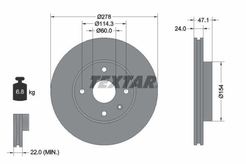 2x TEXTAR Brake Disc PRO