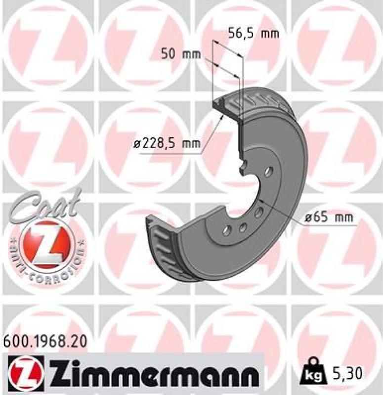 2x ZIMMERMANN Brake Drum COAT Z