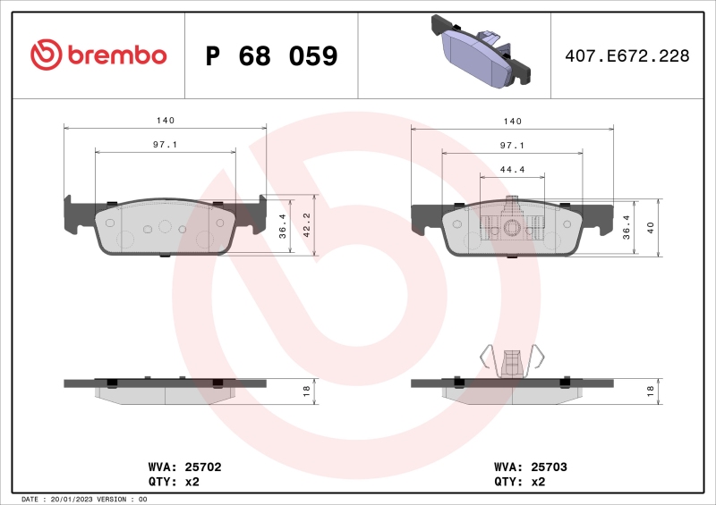 BREMBO Brake Pad Set, disc brake XTRA LINE