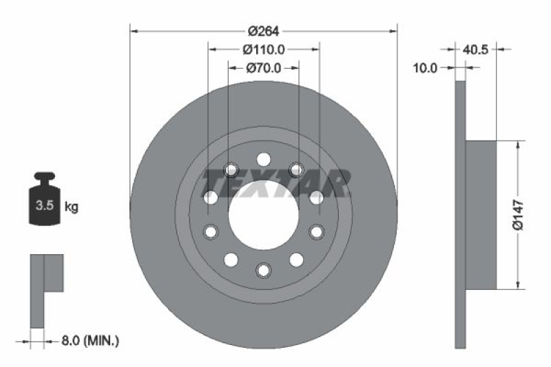 2x TEXTAR Brake Disc PRO