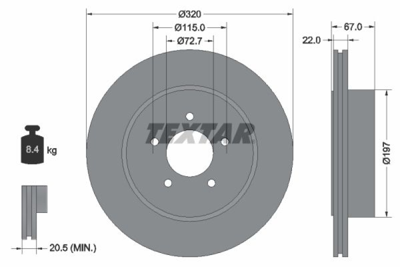 2x TEXTAR Bremsscheibe PRO