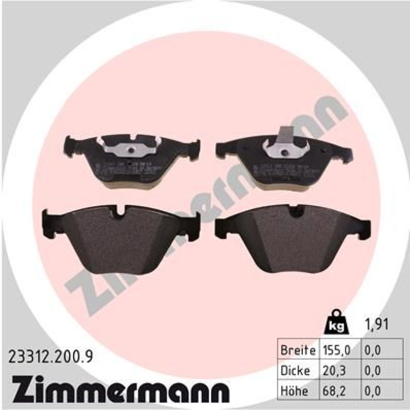 ZIMMERMANN Brake Pad Set, disc brake pb:z