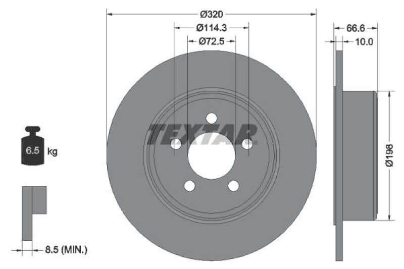 2x TEXTAR Brake Disc PRO