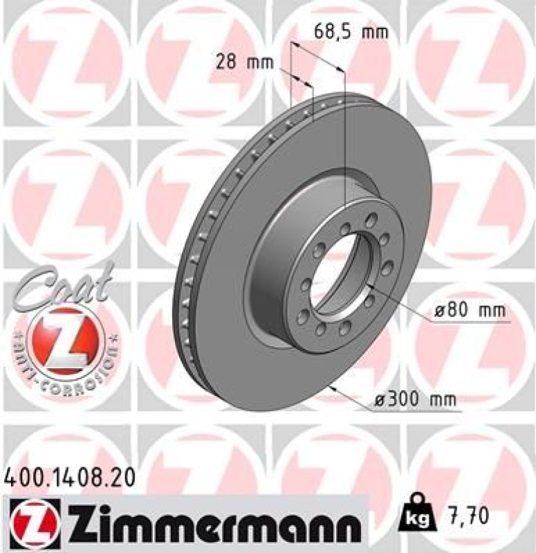 Zimmermann Bremsscheiben Ø300mm + Beläge vorne passend für u.a MERCEDES W126