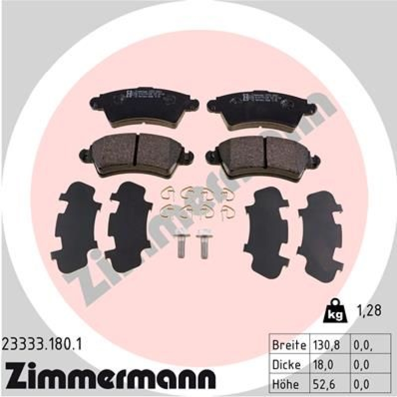 ZIMMERMANN Brake Pad Set, disc brake