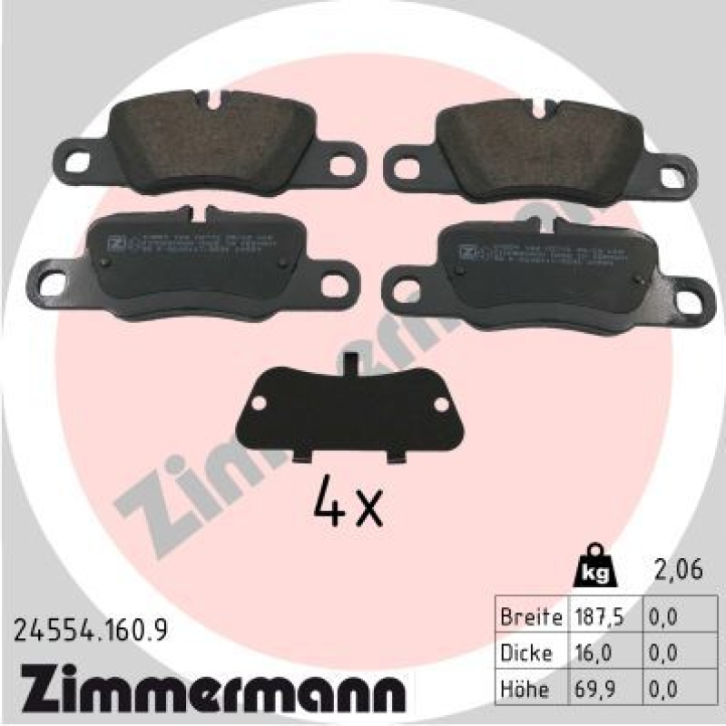 ZIMMERMANN Brake Pad Set, disc brake pb:z