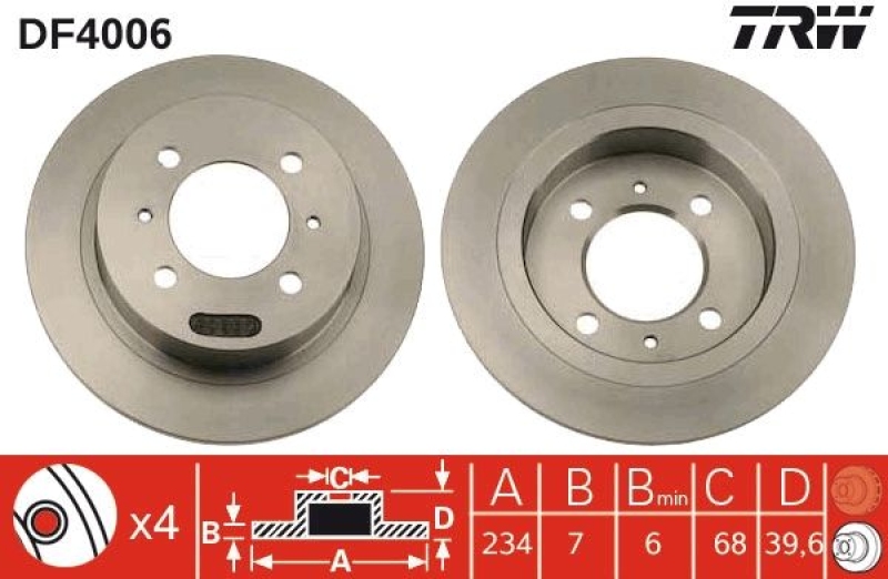 2x TRW Bremsscheibe