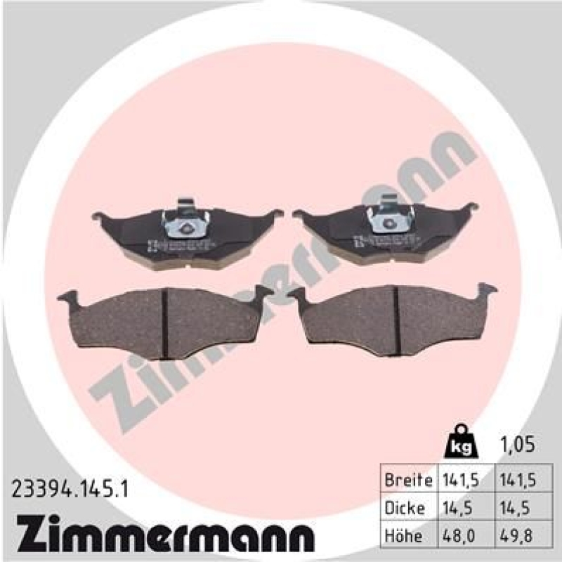 ZIMMERMANN Brake Pad Set, disc brake