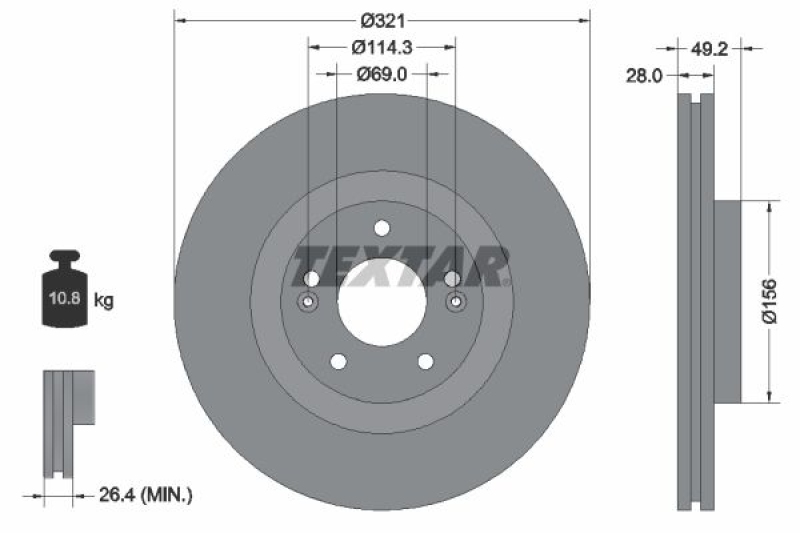 2x TEXTAR Brake Disc PRO