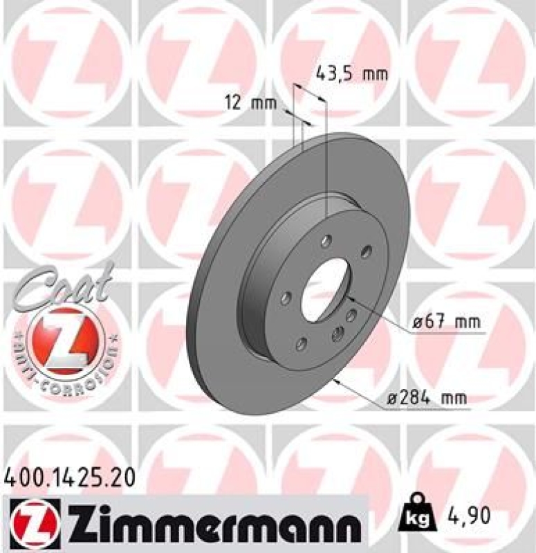 2x ZIMMERMANN Bremsscheiben Ø284mm + Beläge Vorne passend für MB C-Klasse (W202)