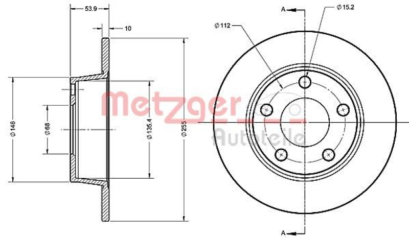 2x METZGER Brake Disc