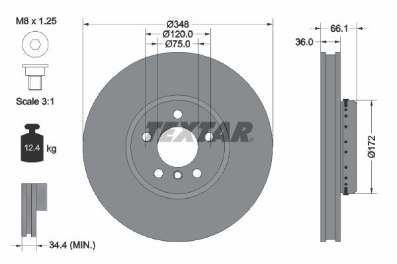 2x TEXTAR Bremsscheibe PRO+