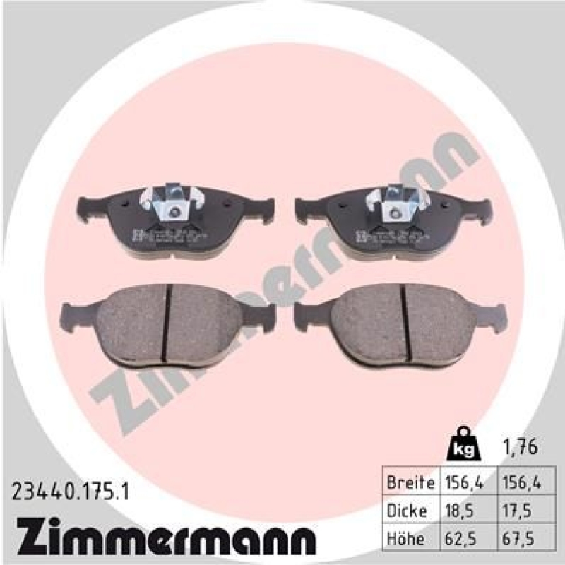 ZIMMERMANN Brake Pad Set, disc brake