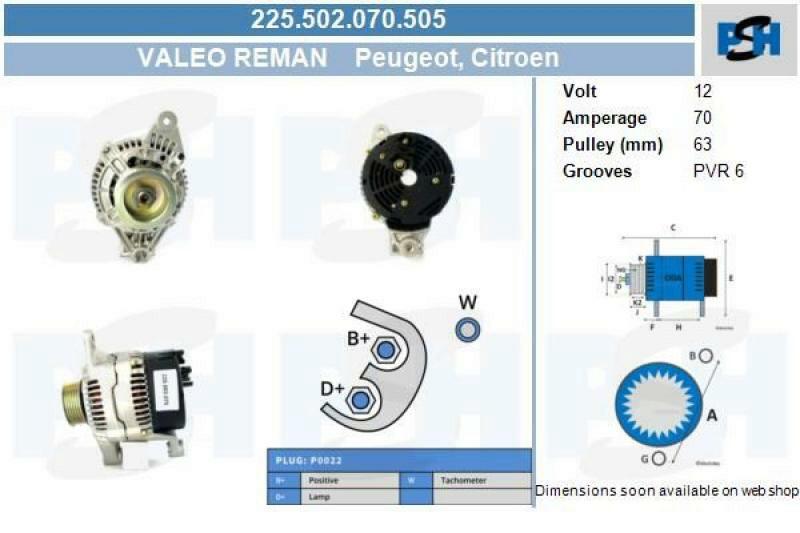 BV PSH Alternator Valeo Reman