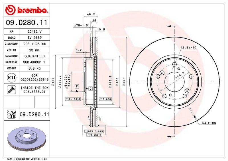 2x BREMBO Bremsscheibe PRIME LINE - UV Coated