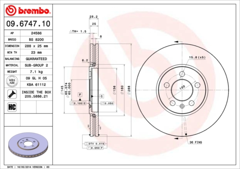 2x BREMBO Bremsscheibe PRIME LINE