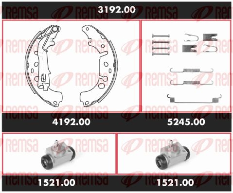 REMSA Brake Kit, drum brake Precision Kit