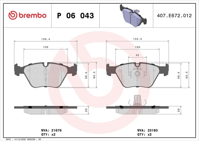 BREMBO Bremsbelagsatz, Scheibenbremse PRIME LINE